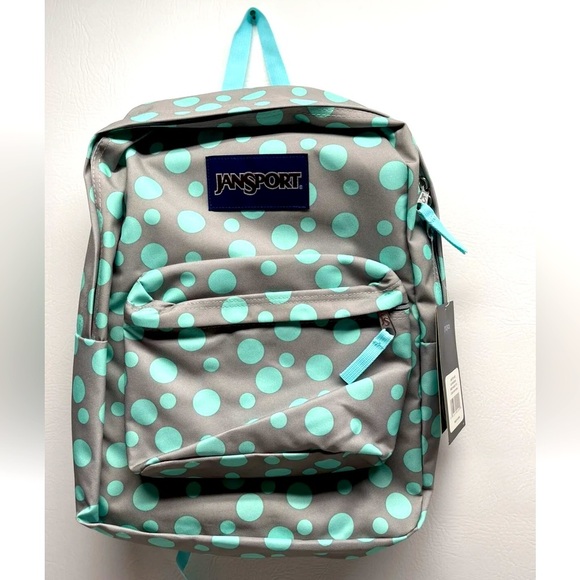 JanSport Superbreak Grey Rabbit Sylvia Dot Backpack 1550 Cu In NEW with Tags - Picture 1 of 5